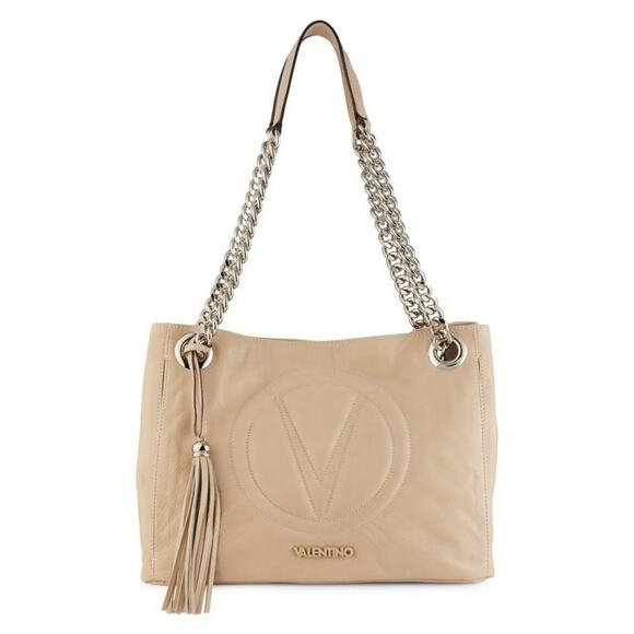Valentino by Mario Valentino Luisa 2 Sauvage Leather Tote Bag in Taupe / Beige - Picture 1 of 12